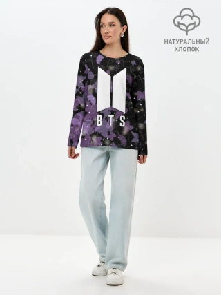 Лонгслив женский. Хлопок / BTS BUTTERFLIES | БАБОЧКИ