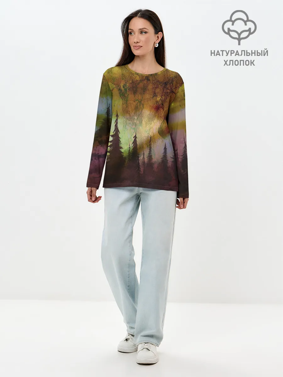 Лонгслив женский. Хлопок / СТРАШНЫЙ ЛЕС