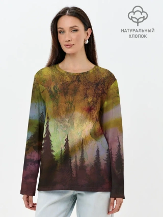 Лонгслив женский. Хлопок / СТРАШНЫЙ ЛЕС