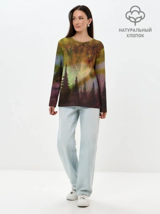 Лонгслив женский. Хлопок / СТРАШНЫЙ ЛЕС