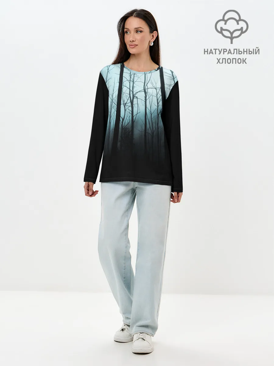 Лонгслив женский. Хлопок / ЖУТКИЙ ЛЕС