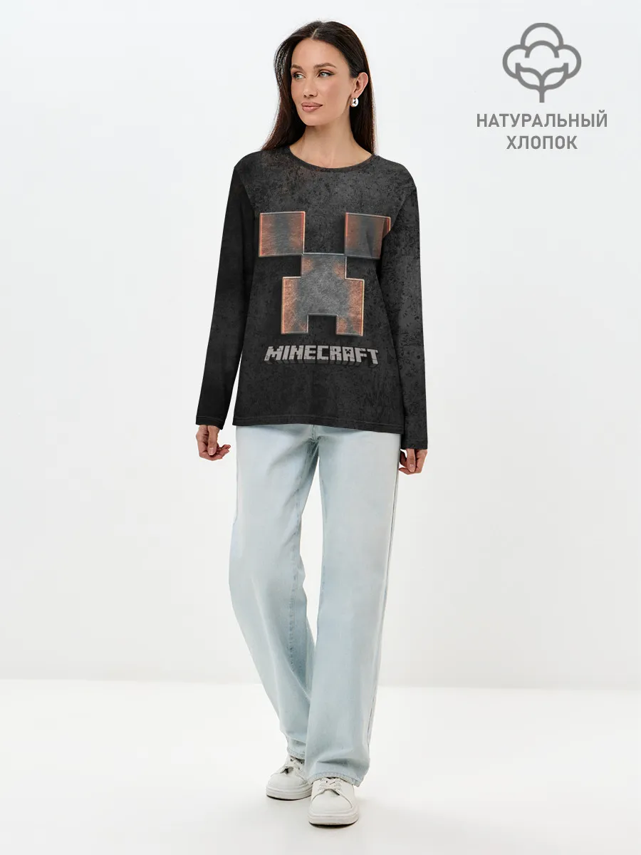 Лонгслив женский. Хлопок / MINECRAFT TEXTURE IRON
