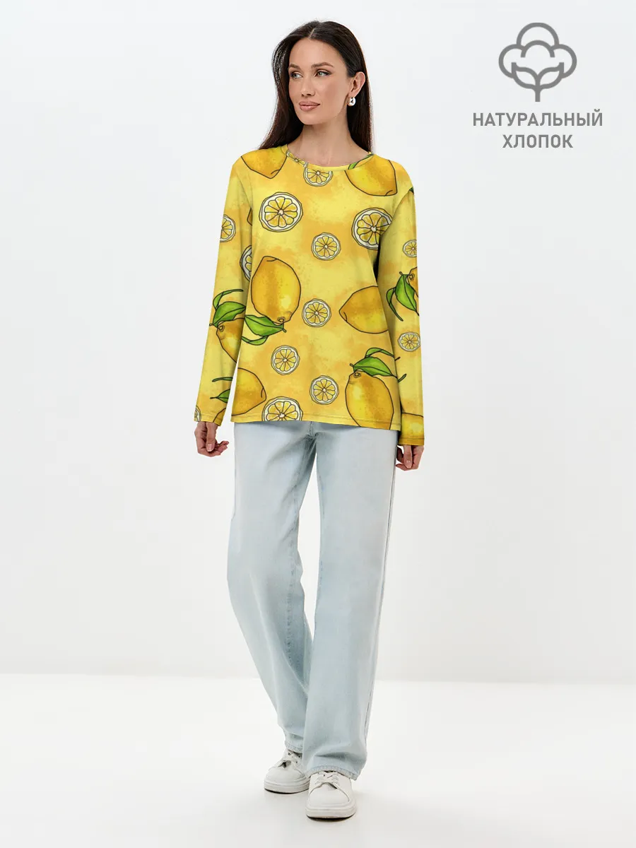 Лонгслив женский. Хлопок / Лимончик