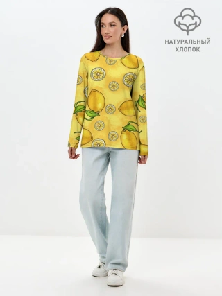 Лонгслив женский. Хлопок / Лимончик