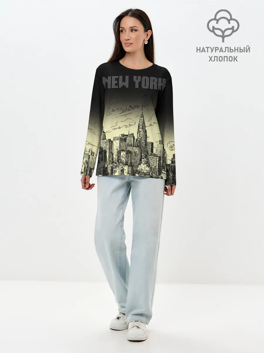 Лонгслив женский. Хлопок / Нью-Йорк