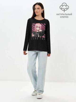 Лонгслив женский. Хлопок / Zero Two в квадрате