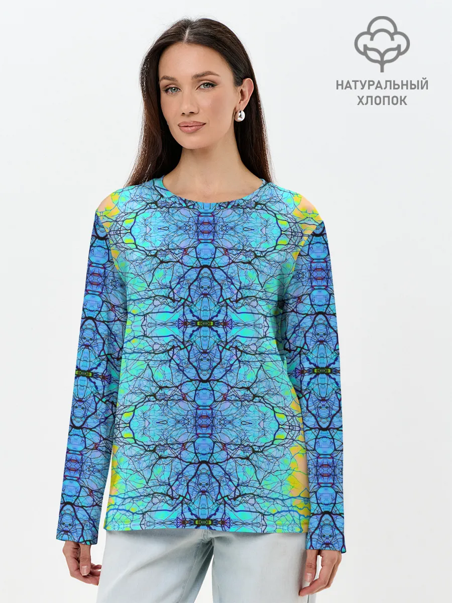 Лонгслив женский. Хлопок / Психоделика