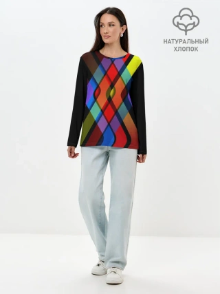 Лонгслив женский. Хлопок / Симметрия красок