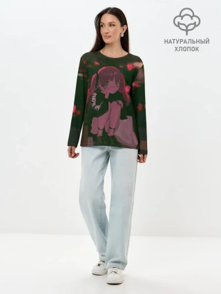 Лонгслив женский. Хлопок / Аниме девушка