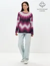 Лонгслив женский. Хлопок / Черно-пурпурный калейдоскоп