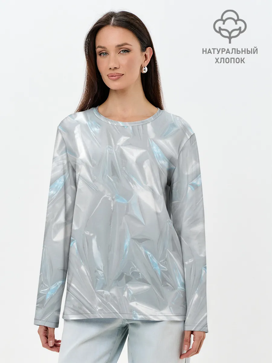 Лонгслив женский. Хлопок / Голографическая текстура