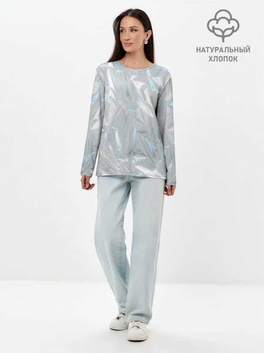 Лонгслив женский. Хлопок / Голографическая текстура