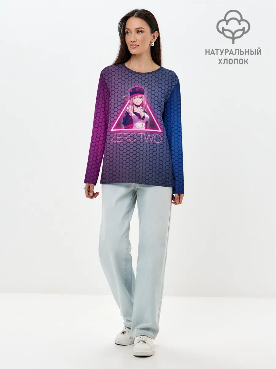 Лонгслив женский. Хлопок / Zero Two в треугольнике