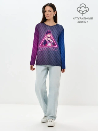 Лонгслив женский. Хлопок / Zero Two в треугольнике
