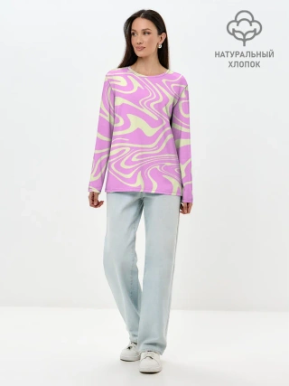 Лонгслив женский. Хлопок / Лолипоп абстракция