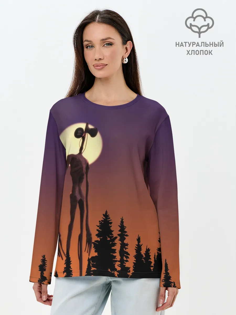 Лонгслив женский. Хлопок / Gradient Forest Siren Head