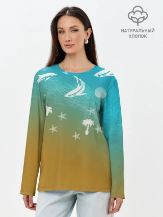 Лонгслив женский. Хлопок / Морское ассорти
