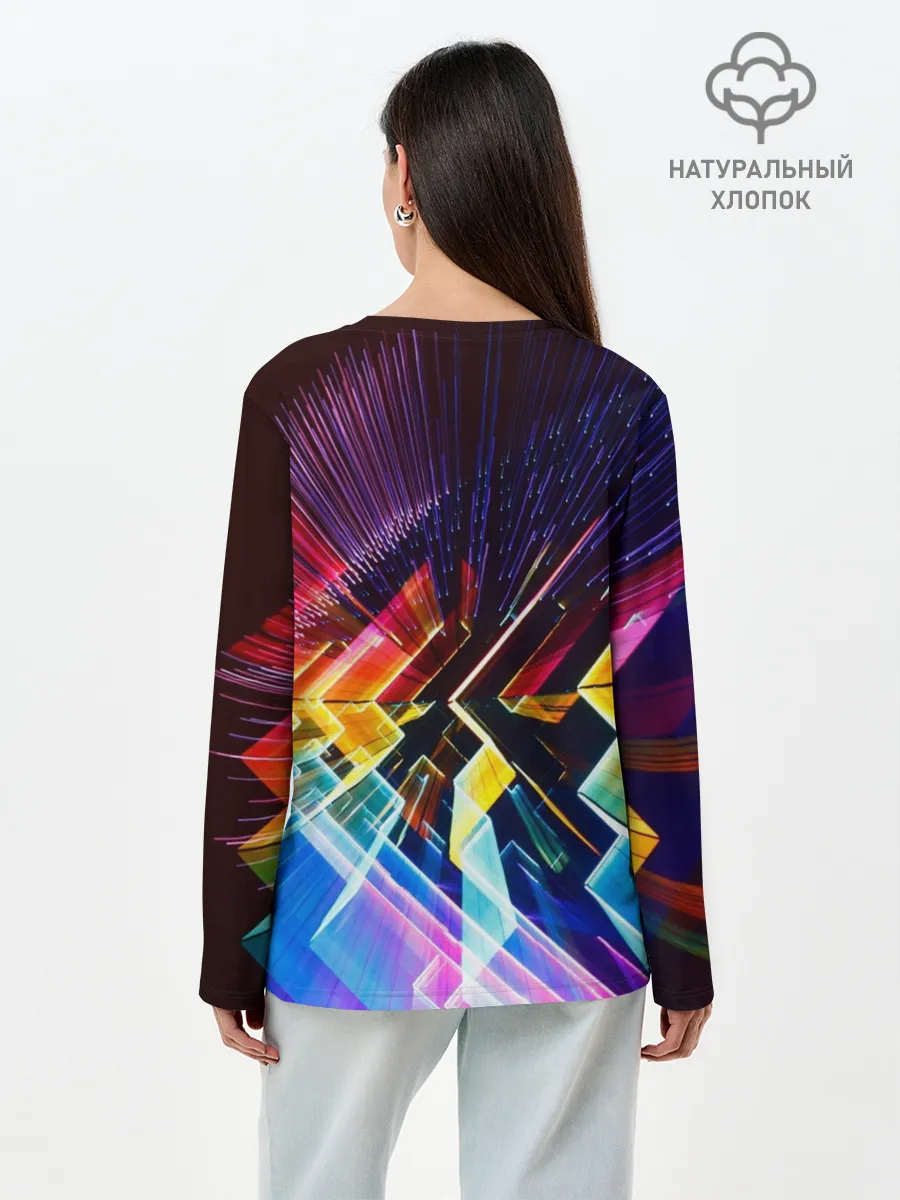 Лонгслив женский. Хлопок / Цифровая радуга