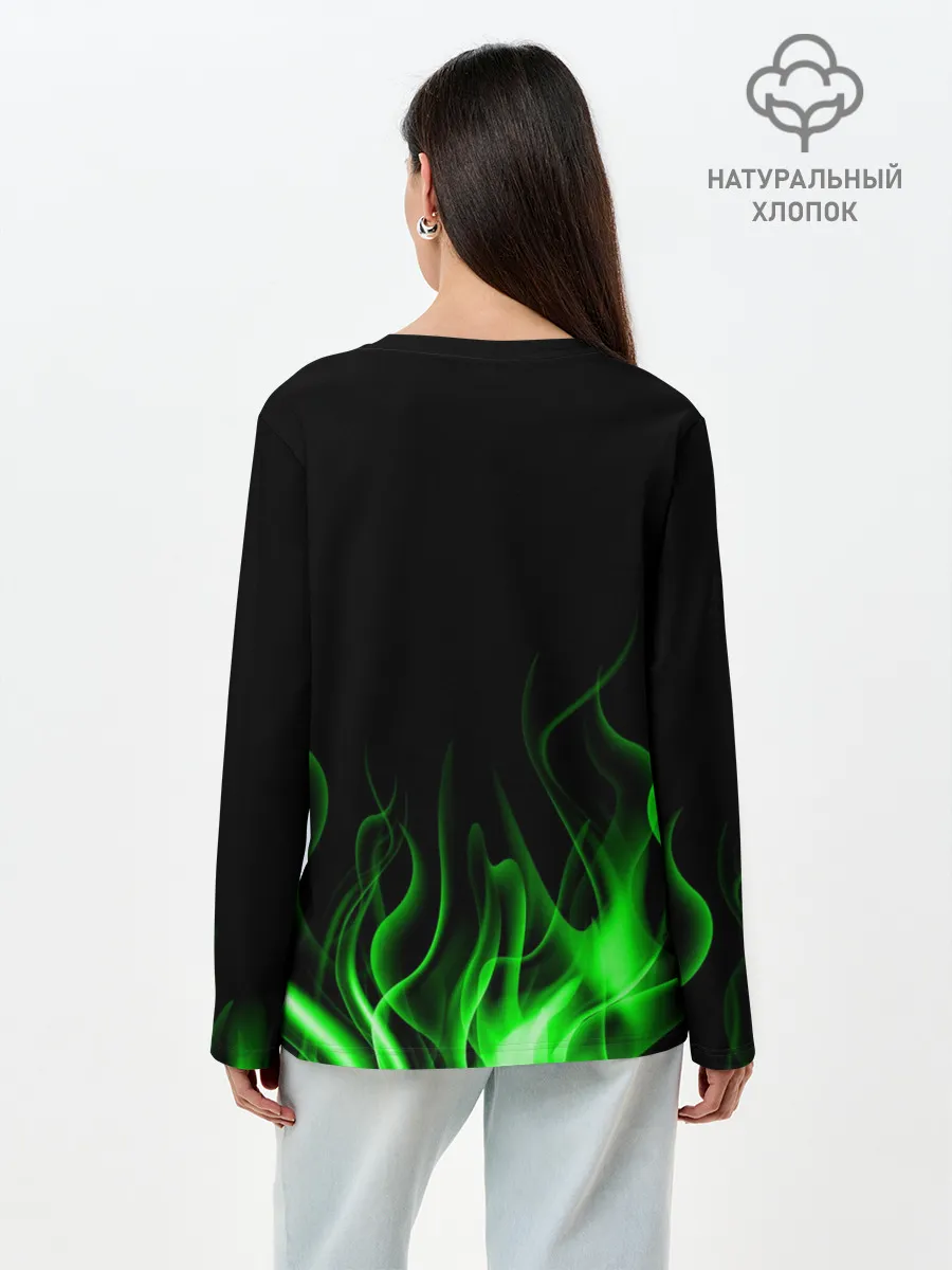Лонгслив женский. Хлопок / MINECRAFT TEXTURE FIRE