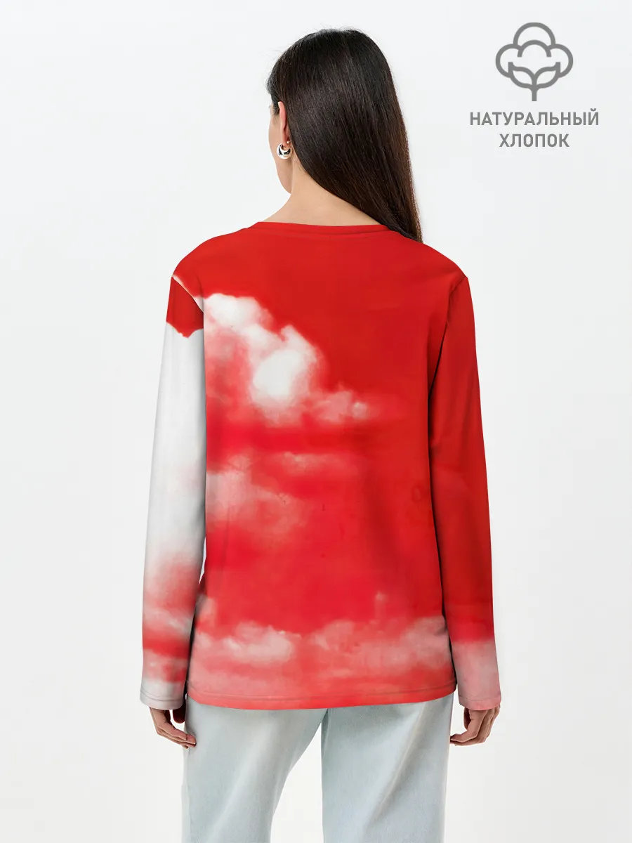Лонгслив женский. Хлопок / 30 Seconds to Mars красное небо