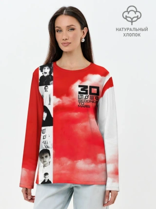 Лонгслив женский. Хлопок / 30 Seconds to Mars красное небо