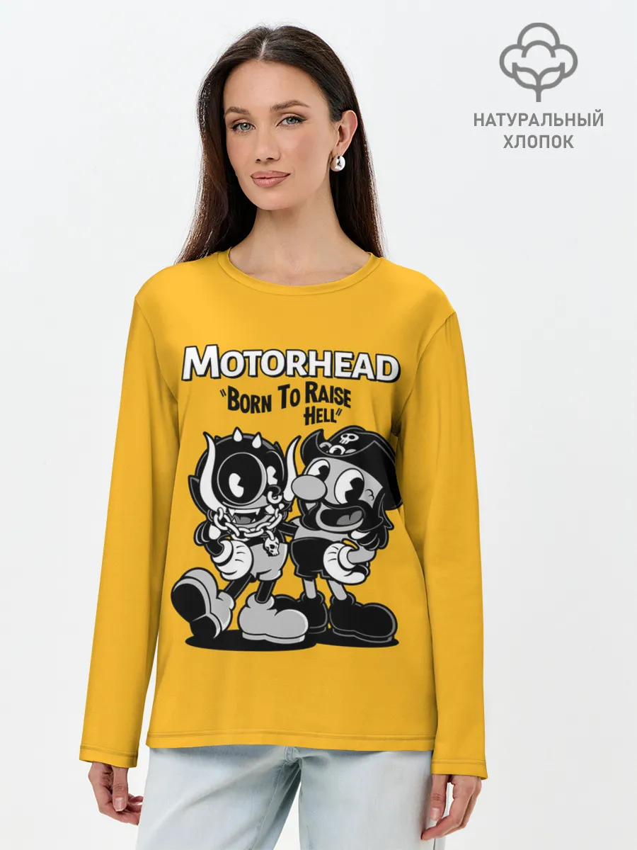 Лонгслив женский. Хлопок / Motorhead x Cuphead
