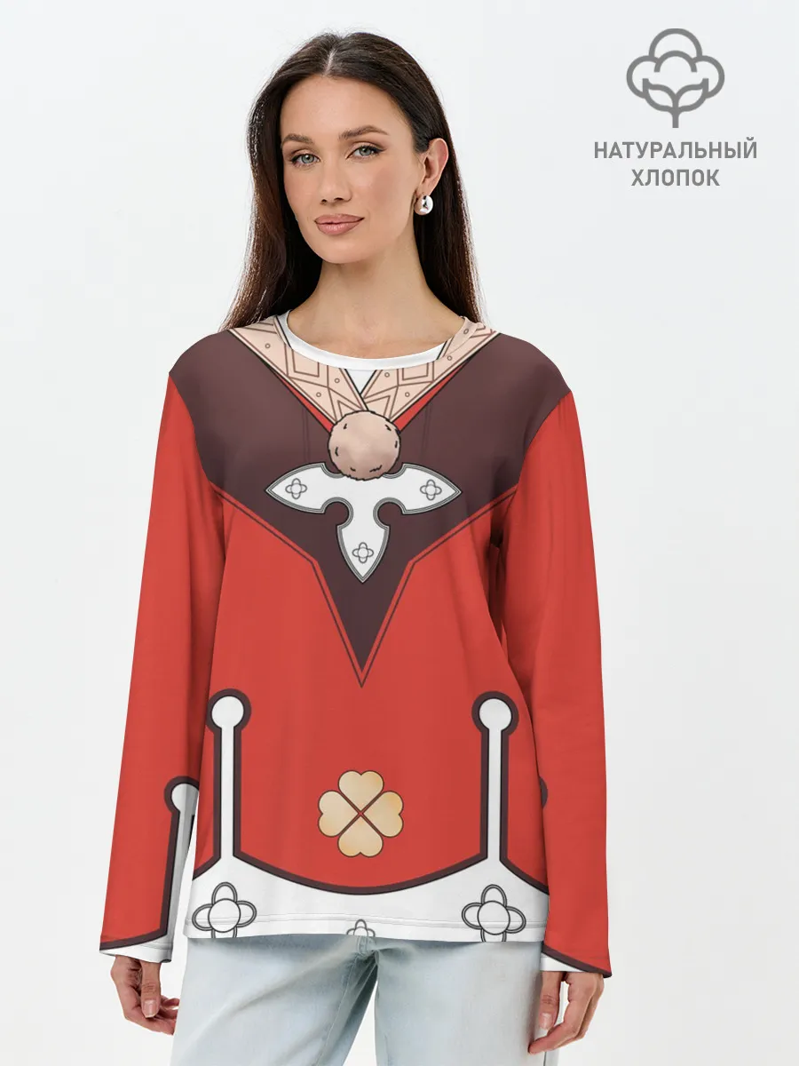 Лонгслив женский. Хлопок / КОСТЮМ КЛИ | ГЕНШИН ИМПАКТ