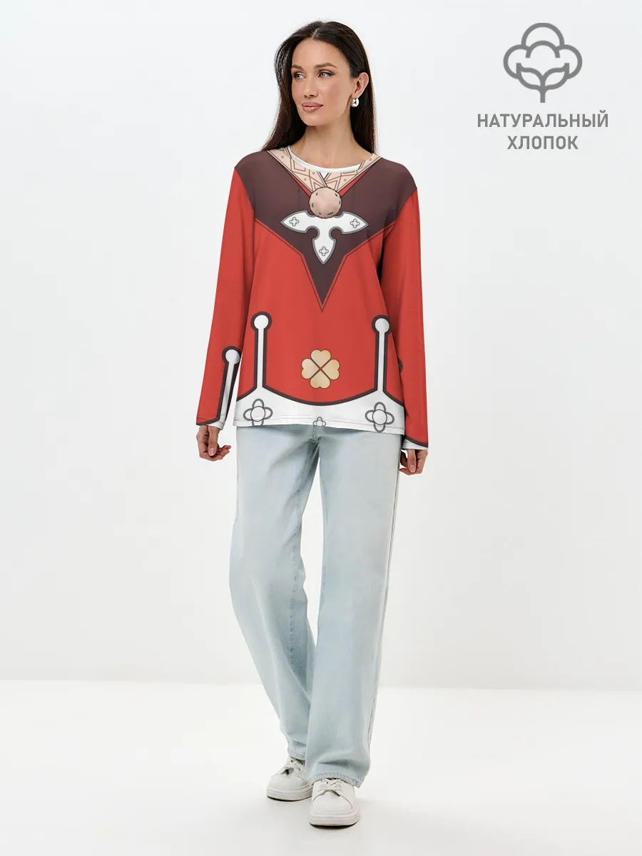 Лонгслив женский. Хлопок / КОСТЮМ КЛИ | ГЕНШИН ИМПАКТ