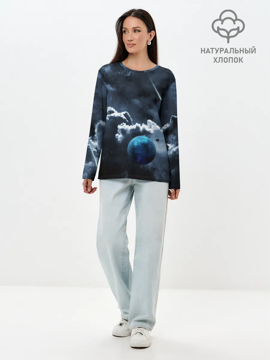 Лонгслив женский. Хлопок / КОСМИЧЕСКИЕ ОБЛАКА