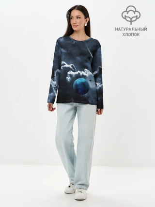 Лонгслив женский. Хлопок / КОСМИЧЕСКИЕ ОБЛАКА