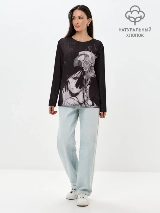 Лонгслив женский. Хлопок / Адская девочка Энма Ай