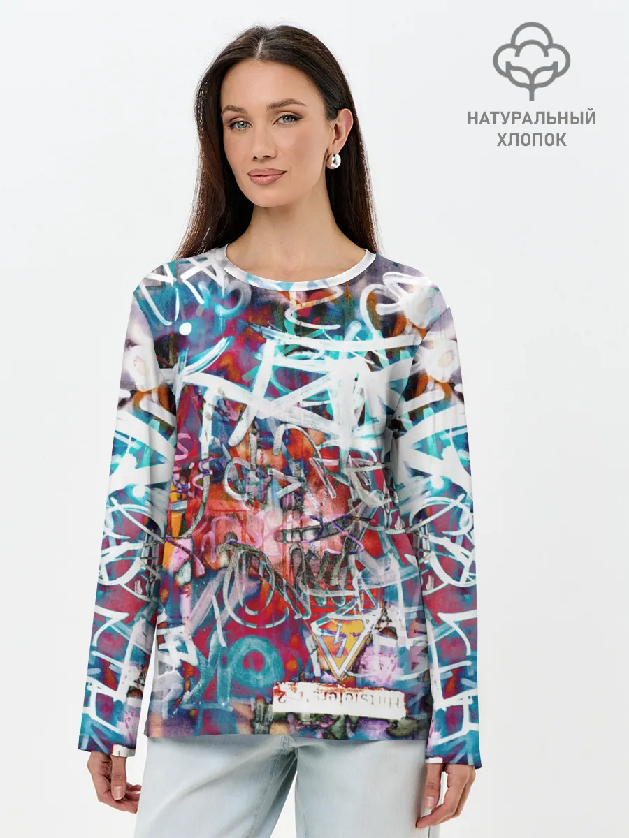 Лонгслив женский. Хлопок / Wall graffiti