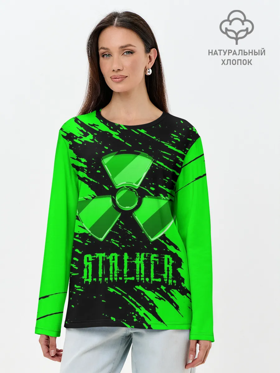 Лонгслив женский. Хлопок / S.T.A.L.K.E.R. NEON | СТАЛКЕР