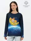 Лонгслив женский. Хлопок / Лунный корги | Space Corgi