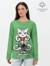 Лонгслив женский. Хлопок / ЯПОНСКИЙ КОТ | JAPANESE CAT