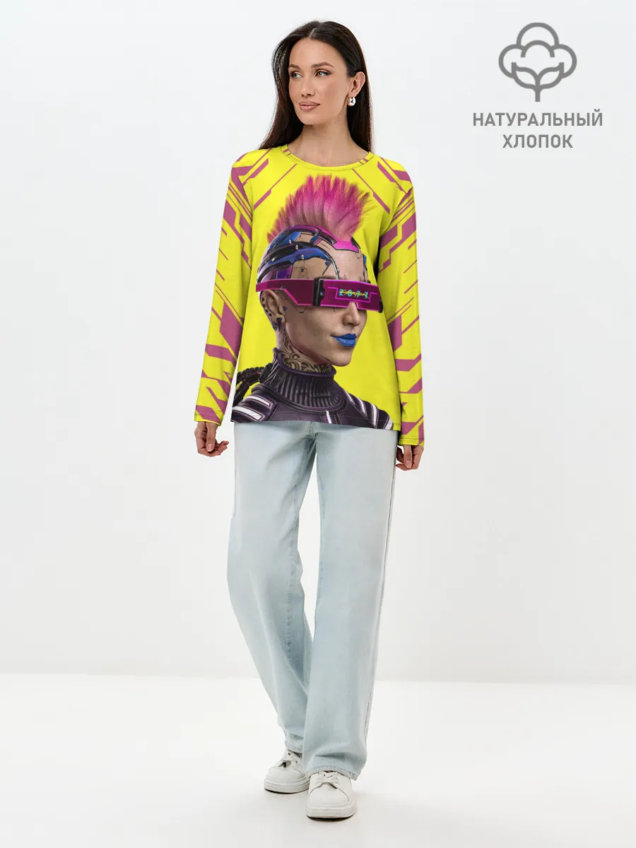 Лонгслив женский. Хлопок / CYBERPUNK 2077 | КИБЕРПАНК