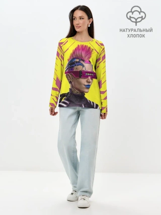 Лонгслив женский. Хлопок / CYBERPUNK 2077 | КИБЕРПАНК