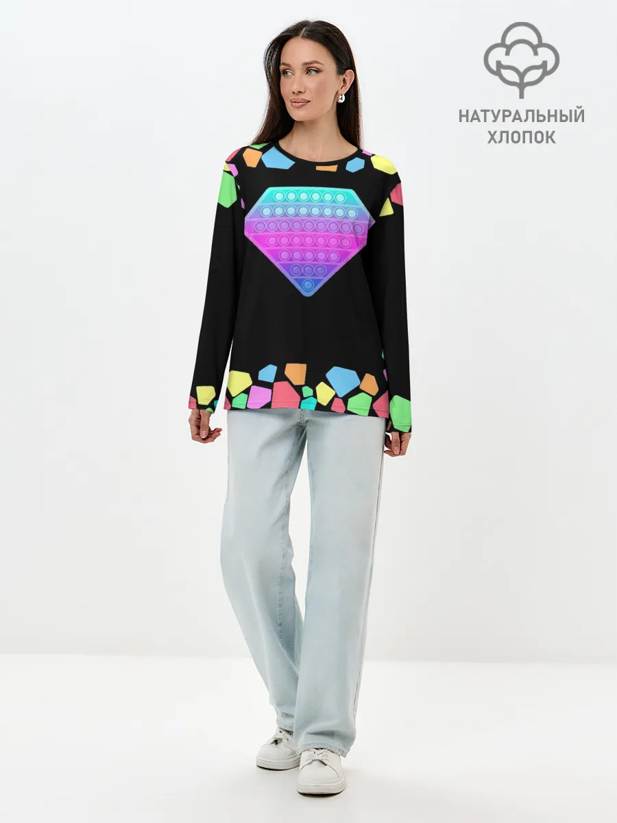 Лонгслив женский. Хлопок / POP IT DIAMOND