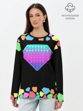 Лонгслив женский. Хлопок / POP IT DIAMOND