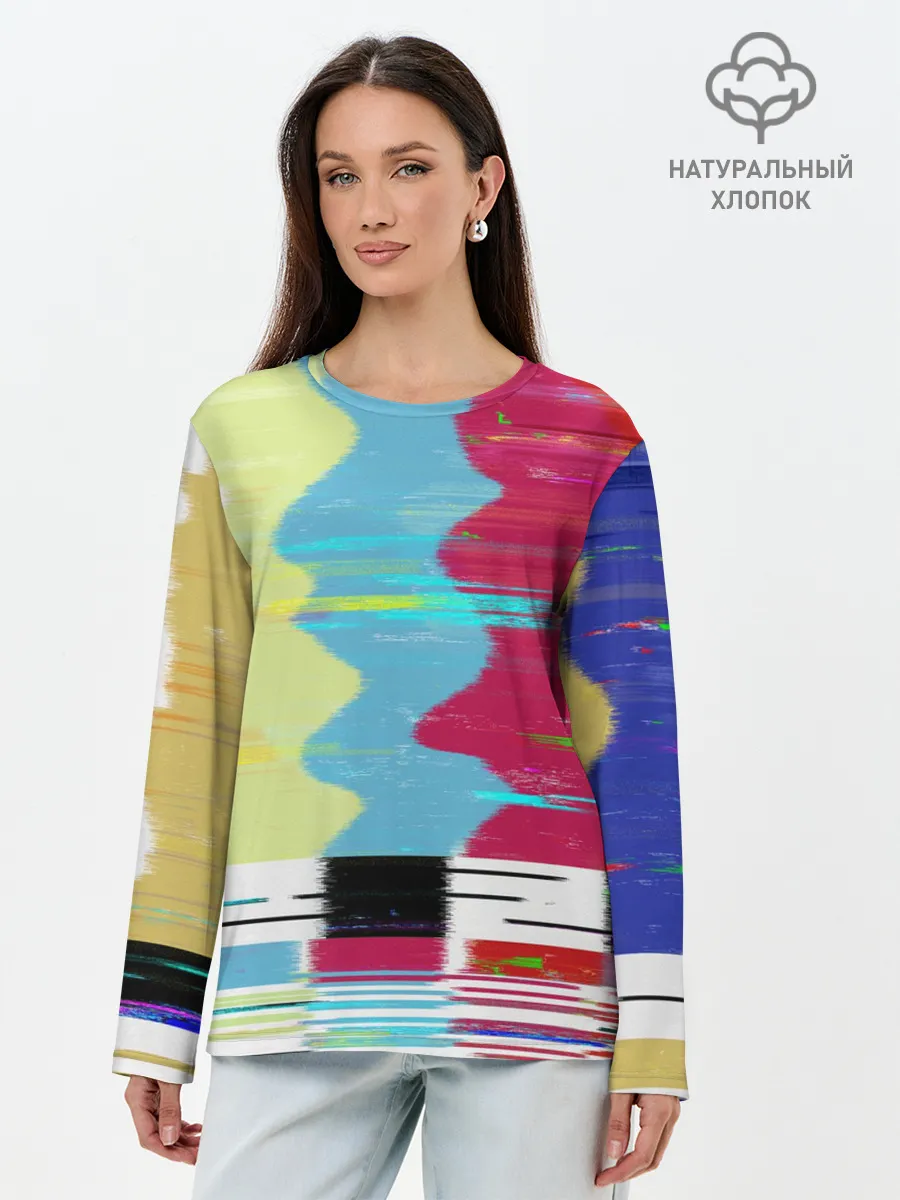 Лонгслив женский. Хлопок / TV glitch
