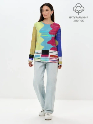 Лонгслив женский. Хлопок / TV glitch