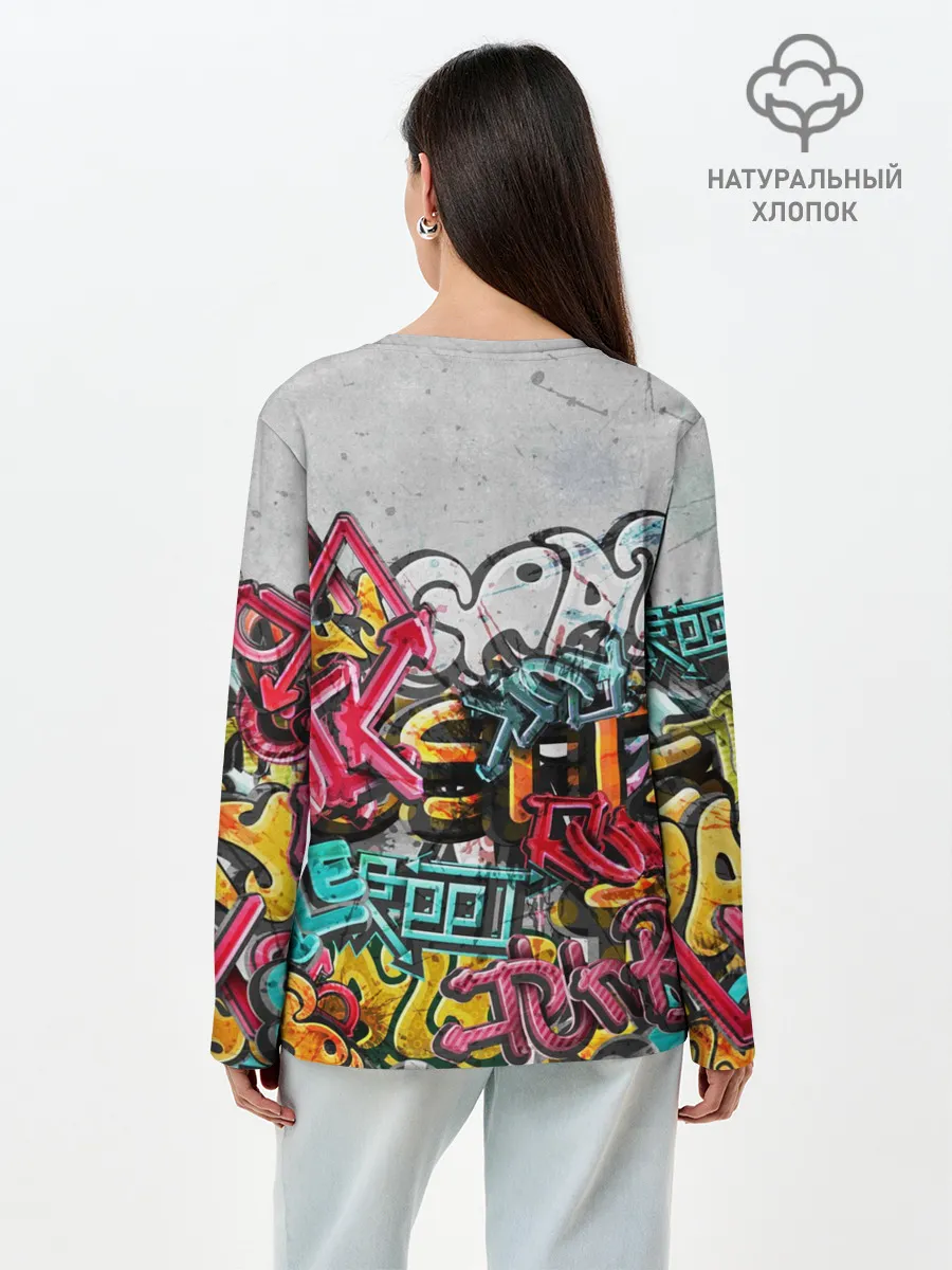 Лонгслив женский. Хлопок / Graffiti on the wall