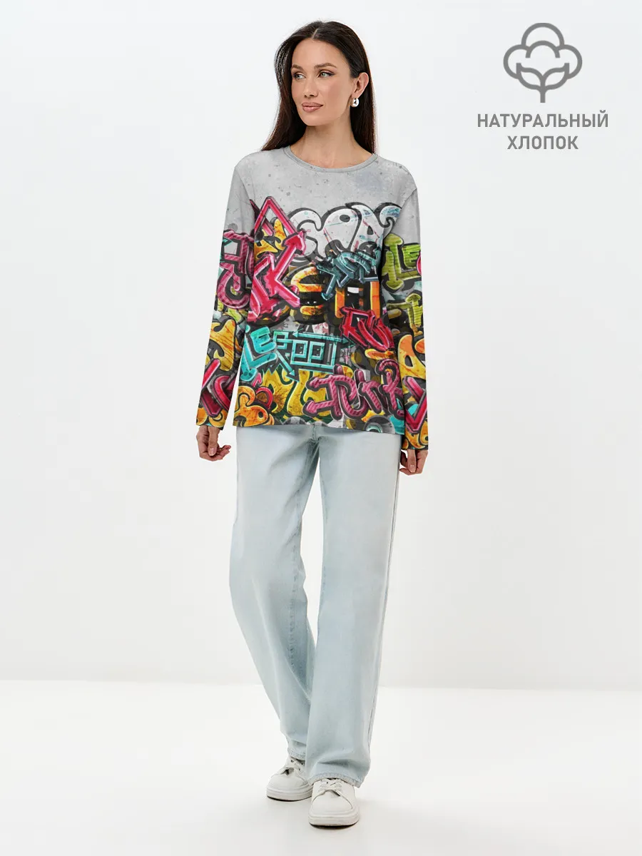 Лонгслив женский. Хлопок / Graffiti on the wall