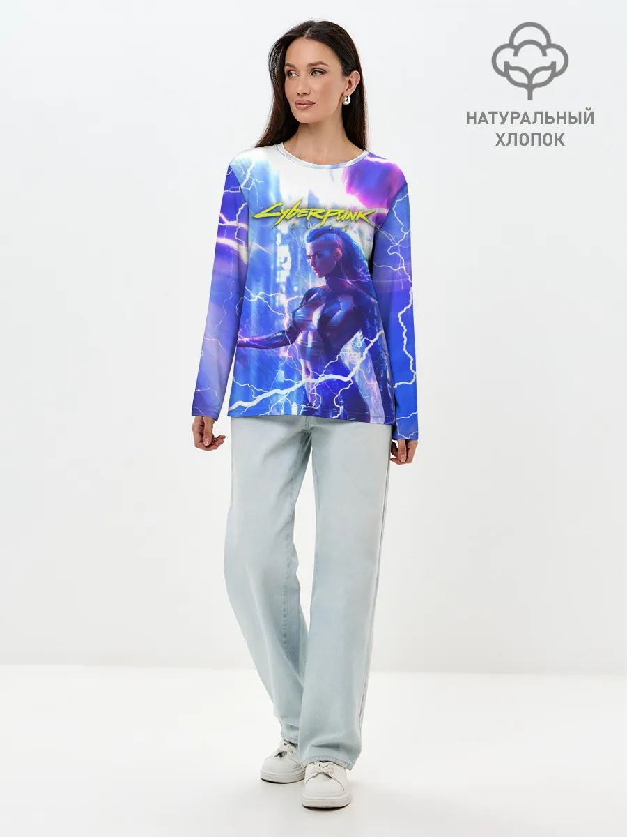 Лонгслив женский. Хлопок / CYBERPUNK 2077 | КИБЕРПАНК