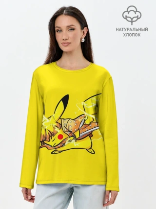 Лонгслив женский. Хлопок / Пикачу Зеницу клинок демонов