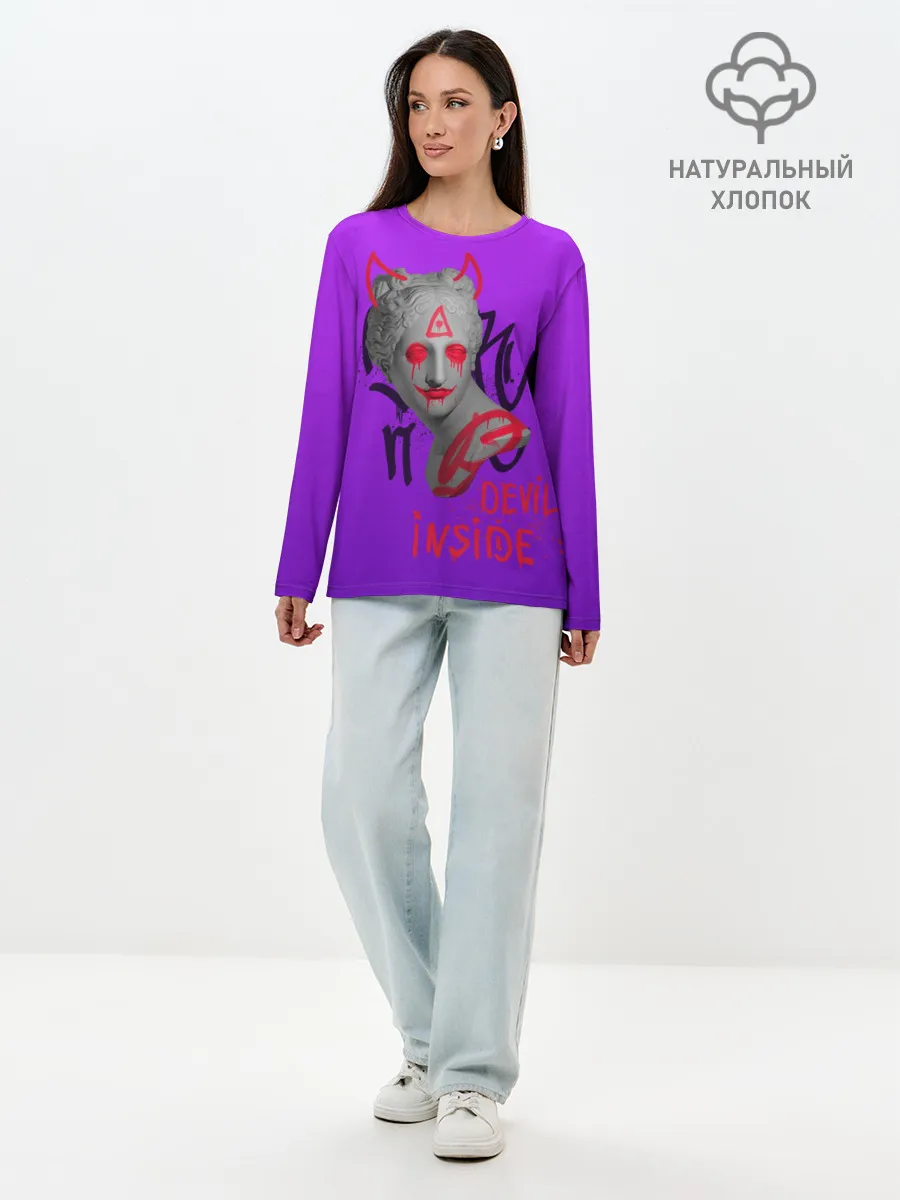 Лонгслив женский. Хлопок / Вандал Арт, ДЬЯВОЛ градиент