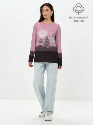 Лонгслив женский. Хлопок / Розовое сияние