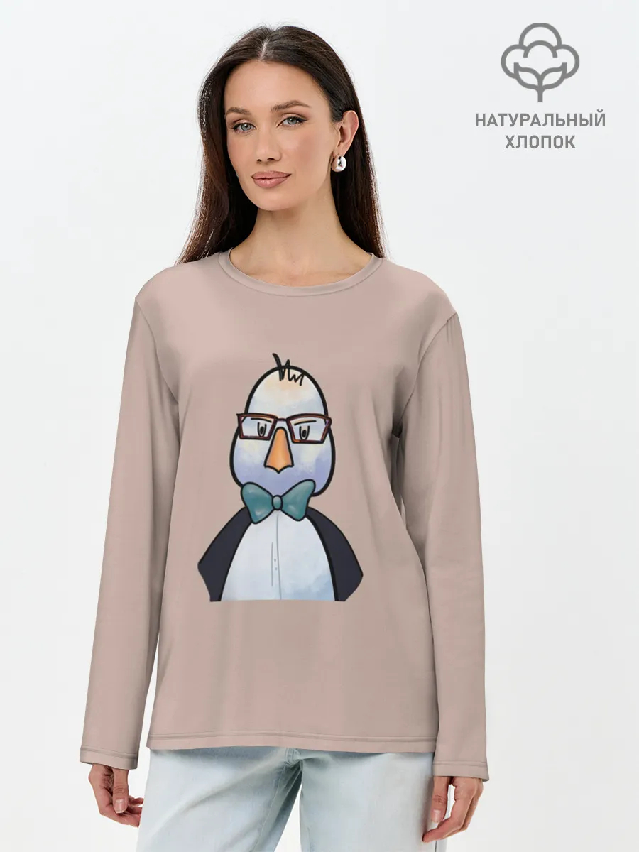 Лонгслив женский. Хлопок / Умная птица