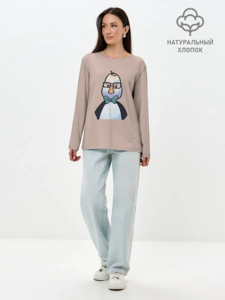 Лонгслив женский. Хлопок / Умная птица