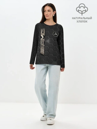 Лонгслив женский. Хлопок / MERCEDES LOGO BRONZE